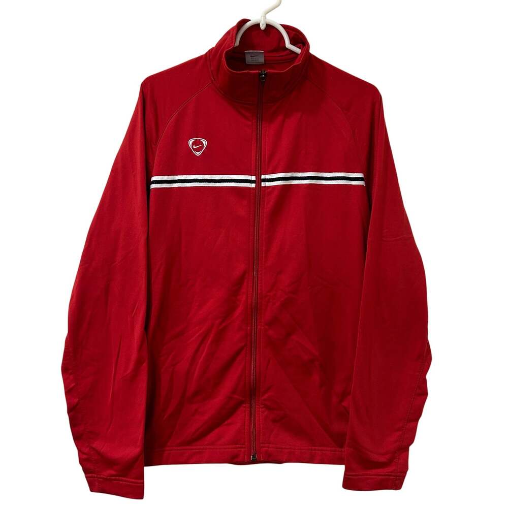 Nike Vintage Men Size Large Red Full Zip Fleece Lined Embroidered Sweatshirt 90s
